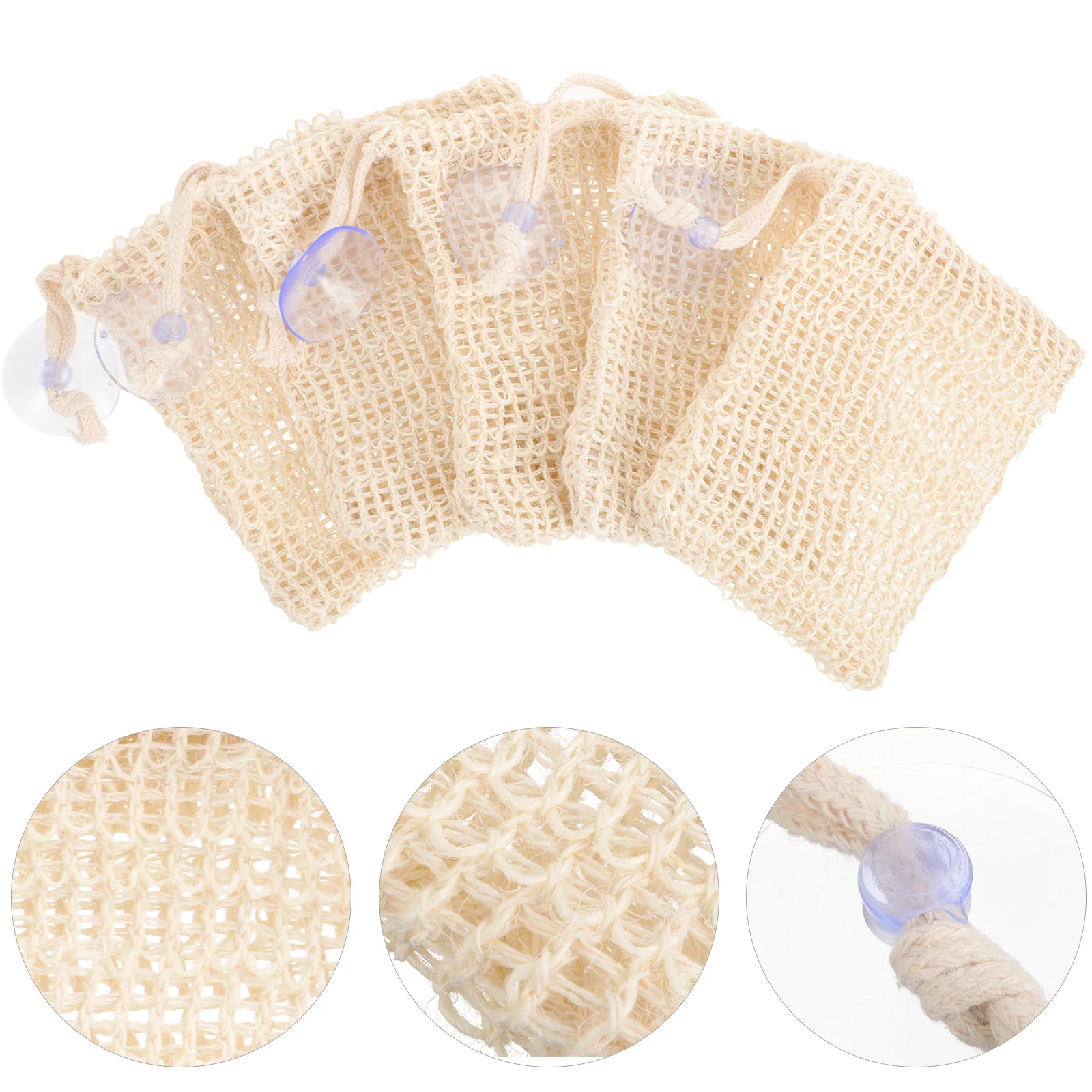 

5 pcs Bar Soap Drawstring Bag Foaming Bar Soap Bag Exfoliating Soap Bags for Shower