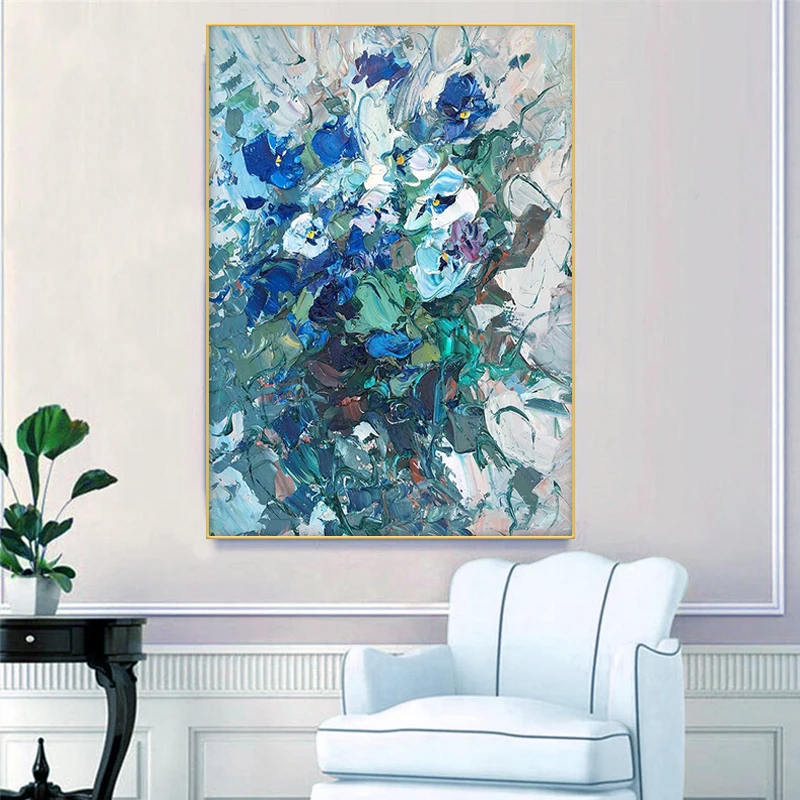 

Hand-painted Texture Oil Painting Living Room Modern Abstract Clover Decorative Painting Porch Simple Hanging Painting