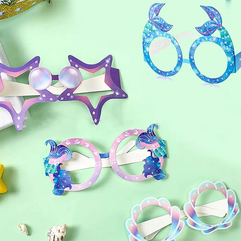 

4 шт. Бумажные очки Русалка хвост Морская звезда реквизит для морской вечеринки Русалка День Рождения Вечеринка океан девочка первый день Рождения Вечеринка