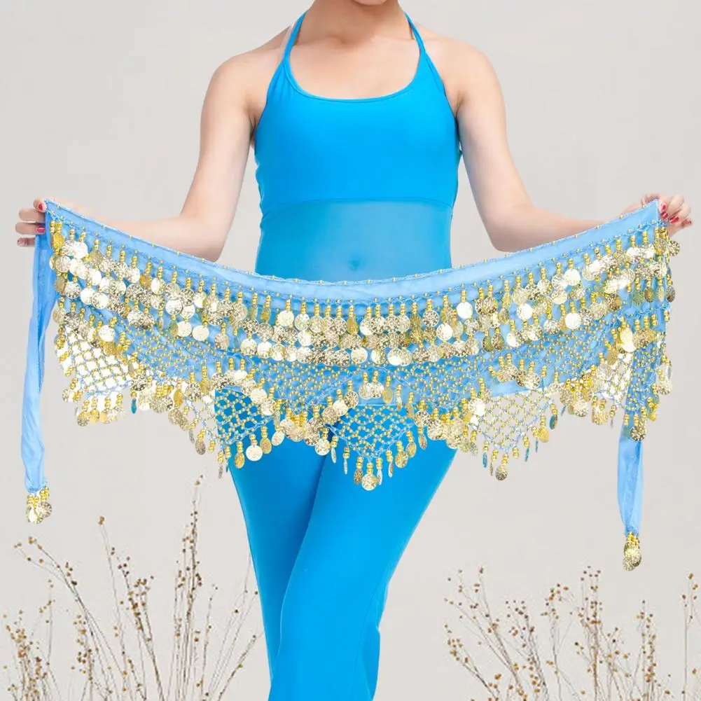 Женский бархатный пояс для танца живота легкий с монетами и шнуровкой