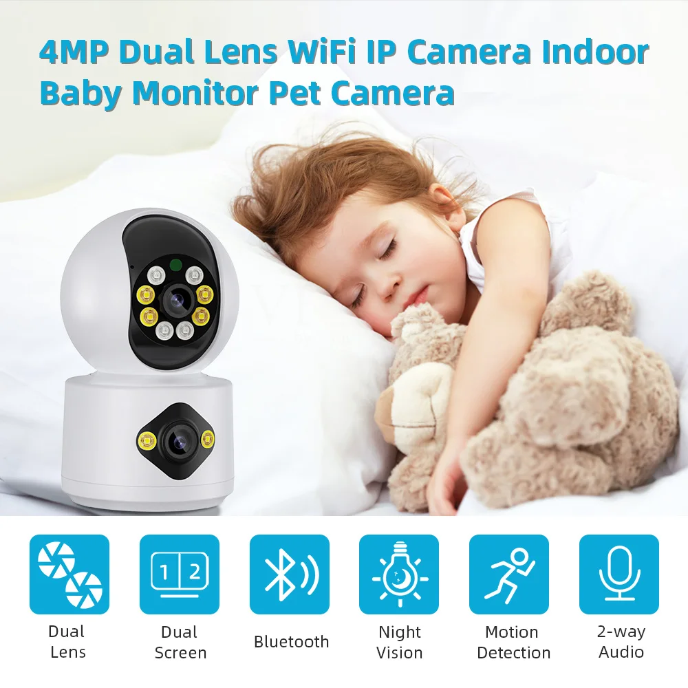

Binocular Camera Hd Night Vision Home Indoor Smart Camera Panorama Camera Cross-Border Network Wireless Monitor
