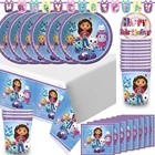 Домашний кукольный домик Gabbys, украшение для вечеринки в честь Дня Рождения, с кошками, для капкейков, Топпер, одноразовый баннер на тарелке, чашке, детский праздник