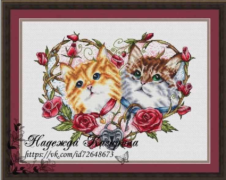 

Two Love Cats 36-29 embroidery kits, cross stitch kits,cotton frabric DIY homefun embroidery Shop6