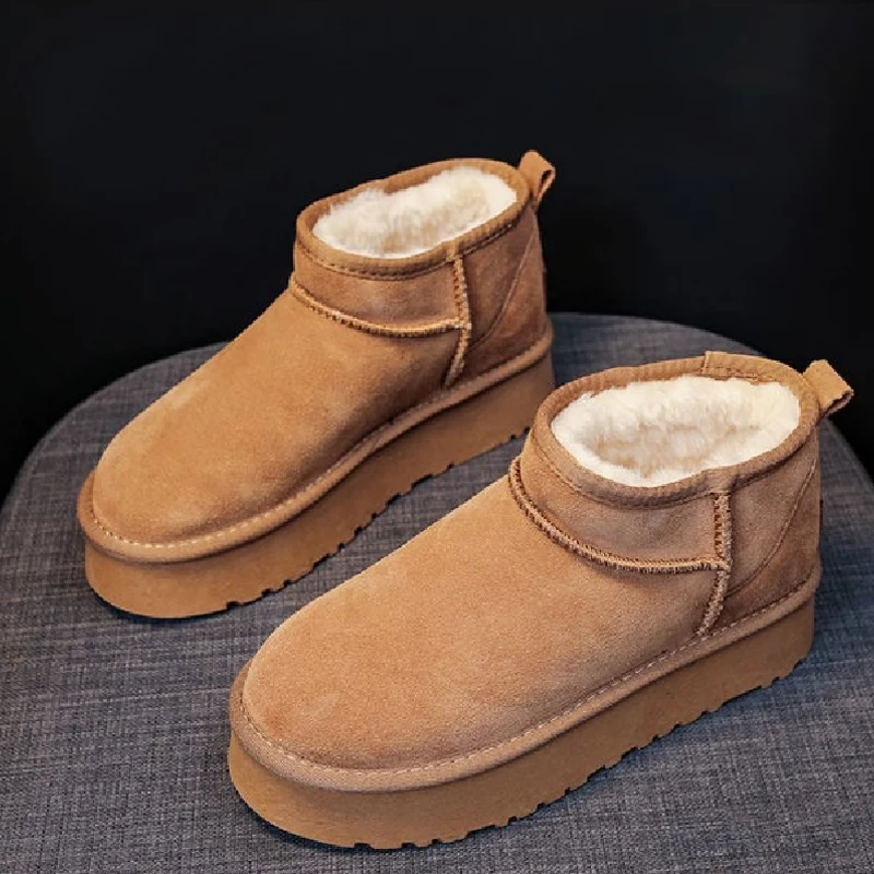 

Теплые Нескользящие ботинки на толстой нескользящей подошве для женщин, теплые короткие ботинки для снежной погоды, зимняя теплая женская обувь, 2023