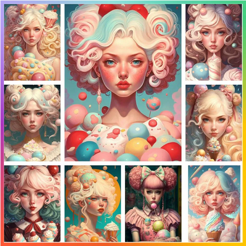 Картина из страз с изображением девушки мультфильма Манга