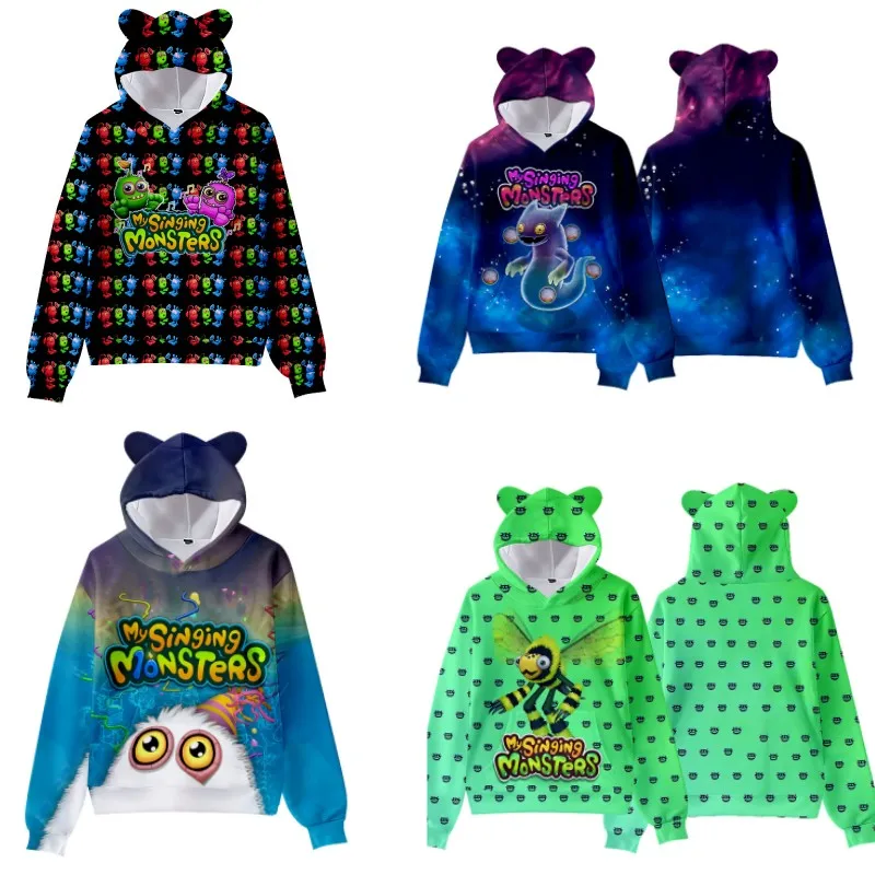 

My Singing Monsters Peripheral Casual Pullover Hooded Hooded Adult Monster Concert Cat Ear Pullover Hooded Sweater T-shirt