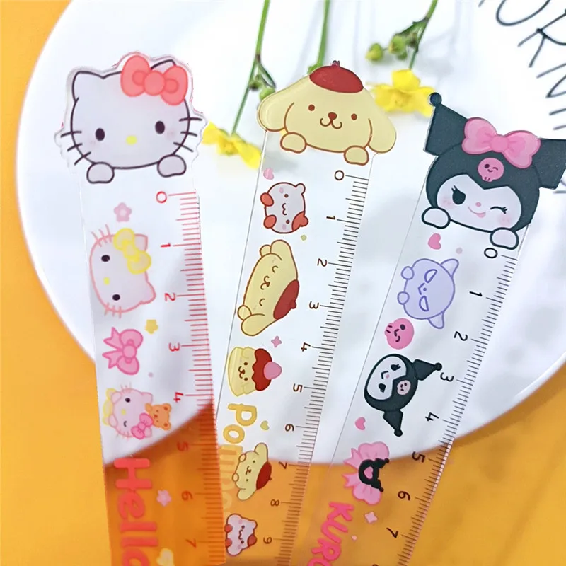 

Sanrio Ruler My Melody Kuromi Hello Kitty Print Stationery Cartoon Multifunctional Ruler Double Transparent Acrylic Ruler