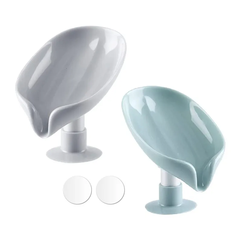 

New Leaf Shape Soap Box Drain Soap Holder Bathroom Shower Soap Holder Portable Plastic Sponge Tray Kitchen Bathroom Accessories