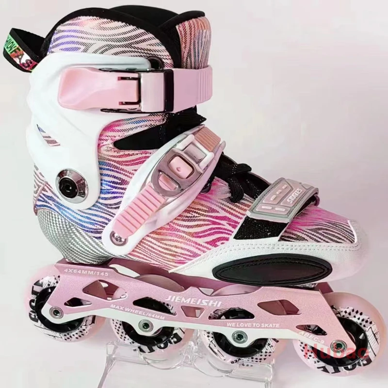 Children's Carbon Fiber Inline Skates Adult Youth Roller Skates Speed Skates Blue Pink Sports Leisure Size 27-39 images - 6