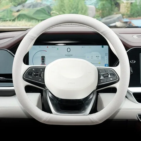 Кожаный чехол на руль для GEELY Preface Emgrand Monjaro Coolray Binray, аксессуары для рулевого колеса, чехол на руль типа D