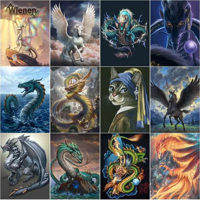 

Mythical Beast Diamond Painting Dragon Flying Wings Animal Diamond Embroidery Handmade Diamond Mosaic Cross Stitch Home Decor