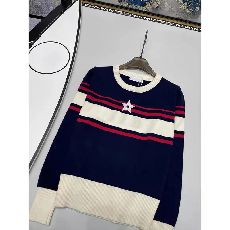 Женская одежда шикарные жаккардовые вязаные пуловеры с круглым вырезом осенний