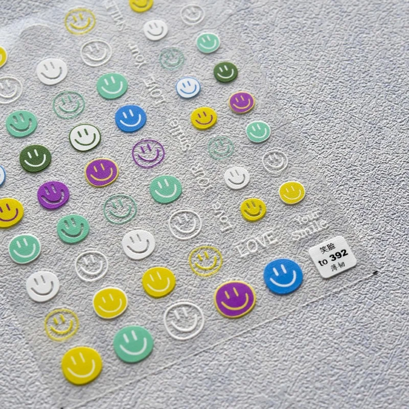 

New Craft Tomoni 5D Engraved Nail Sticker Japanese Smiley Face Expression 5D Reliefs Nail Art Decoration Stickers Decal Slider