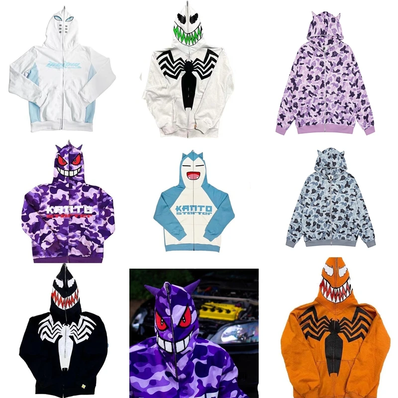 

Толстовка Y2K с надписью и изображением демона, Свитшот в стиле High Street Goth, куртка на молнии оверсайз, толстовки на молнии в стиле Харадзюку для...