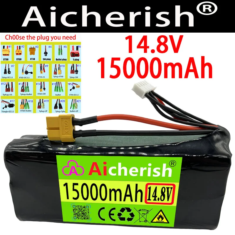

Rechargeable 18650 Li-Ion Battery 14.8V 15Ah High Capacity UAV 4S3P 16.8V For Various RC Airplane Quadrotor Etc XH2.54-5P XT60