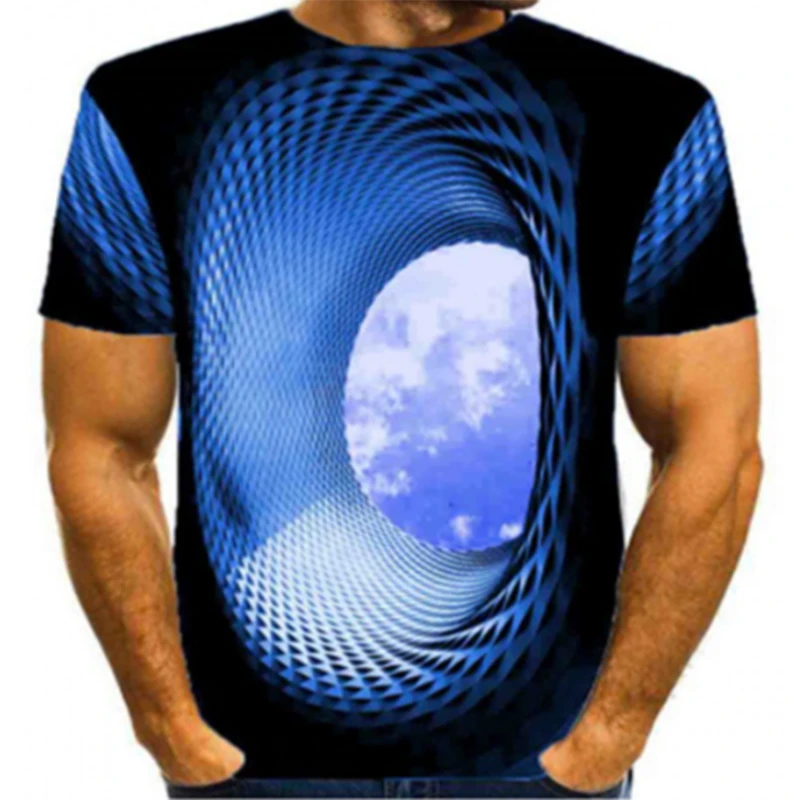 

Summer New Mens T Shirts Oversized Loose Clothes Vintage Short Sleeve Fashion 3D Vision Printed O Collared Tshirt for Male