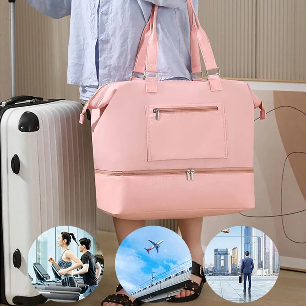 

Portable Dry-Wet Separation Travel Bag Portable High Duffle Bag Foldable Women's Sports Bag Waterproof Handbag Fitness D7Y4