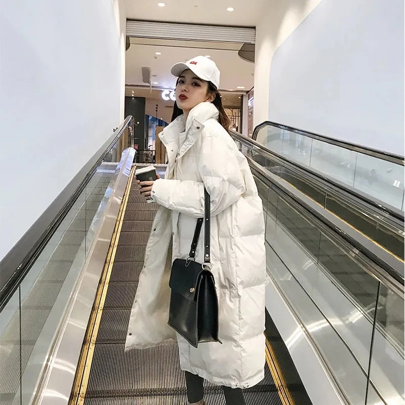 2022 Winter New Long Padded Jacket Women's Korean Version Loose Bread Clothes Warm Padded Padded Jackets 3XL