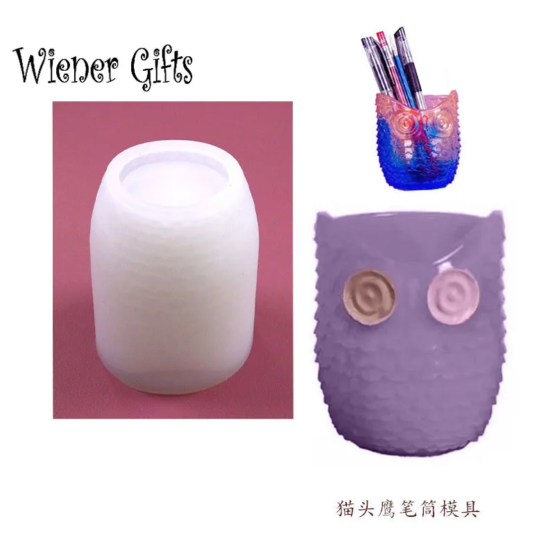 

Owl Shape Flower Pot Clay Silicone Mold DIY Handmade UV Epoxy Resin Mold for Table Storage Box Pen Holder Boxes Making Mould