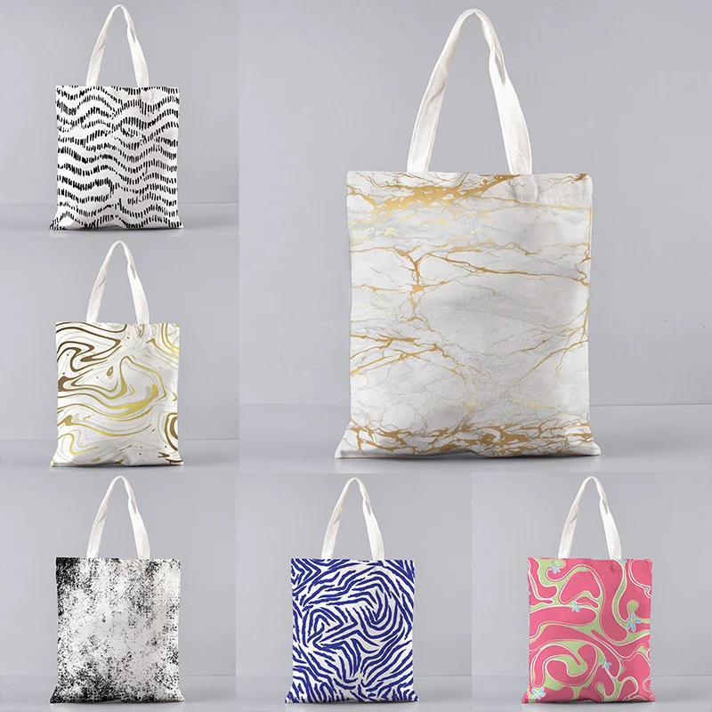 

2023 new Shopper Marble Printed girl Shoulder shopping bag Lady Canvas Bag Tote Bag women Harajuku shopper Funny handbag