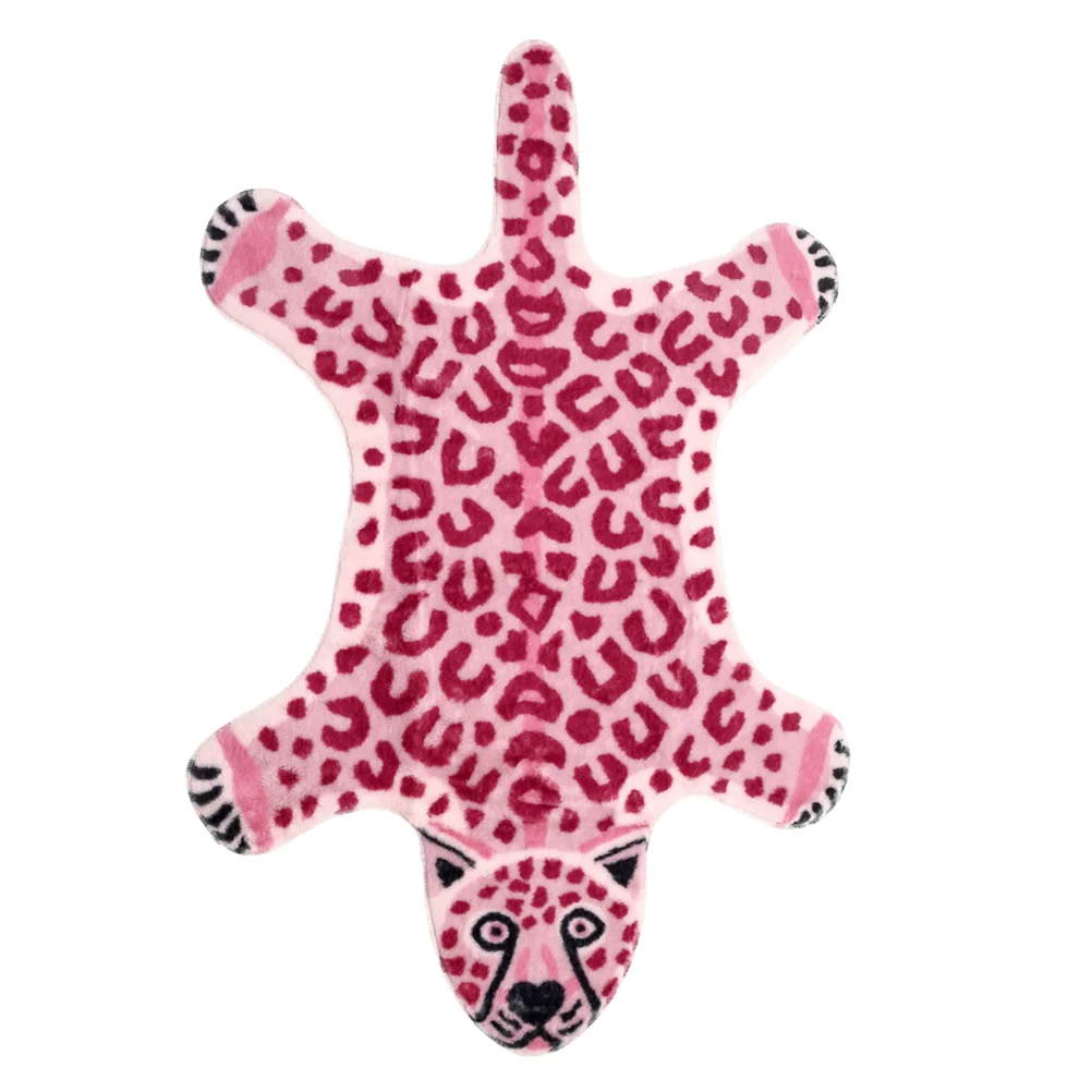 

1Pc Leopard Area Rug Faux Leopard Carpet Bathroom Entrance Rug Bedroom Area Rug Door Shaggy Mat Bedroom Carpet