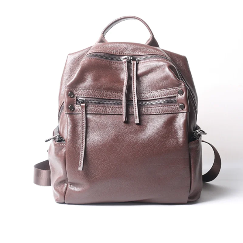 First layer cowhide leather backpack female 2023 new soft leather Korean version large capacity weekend holiday travel backpack