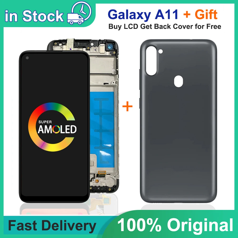 100% Original For Samsung Galaxy A11 LCD Display Touch Screen Assembly For Samsung A115F A115F/DS Lcd With Back cover