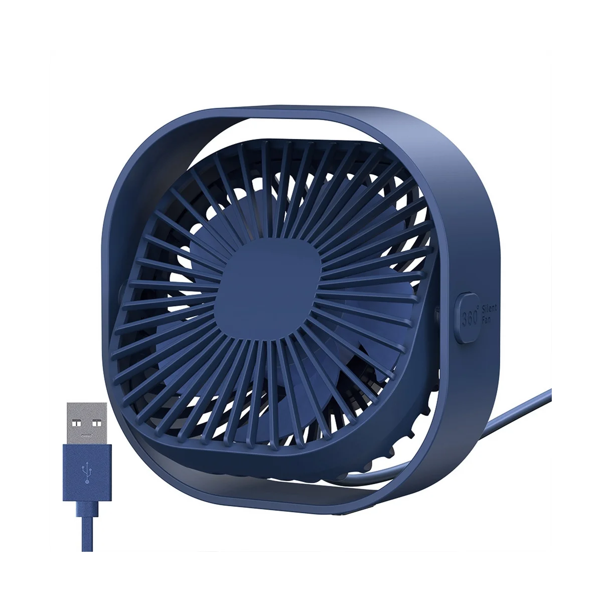 

USB Desk Fan Mini Fan with Quiet Operation, Three-Speed Wind, 360° Rotatable Headfor Home Office Bedroom Table (Blue)
