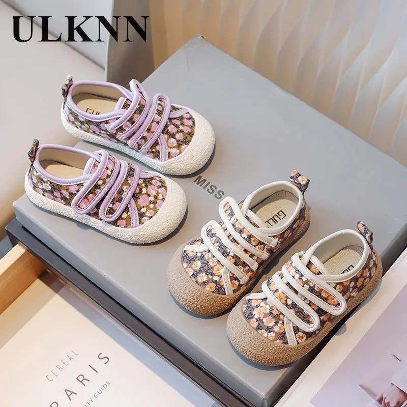 

Children's Canvas Shoes Fall 2023 New Girl Soft Bottom Lovely Baby Casual Shoe Small Broken Flower Breathable Baby Casual Shoes