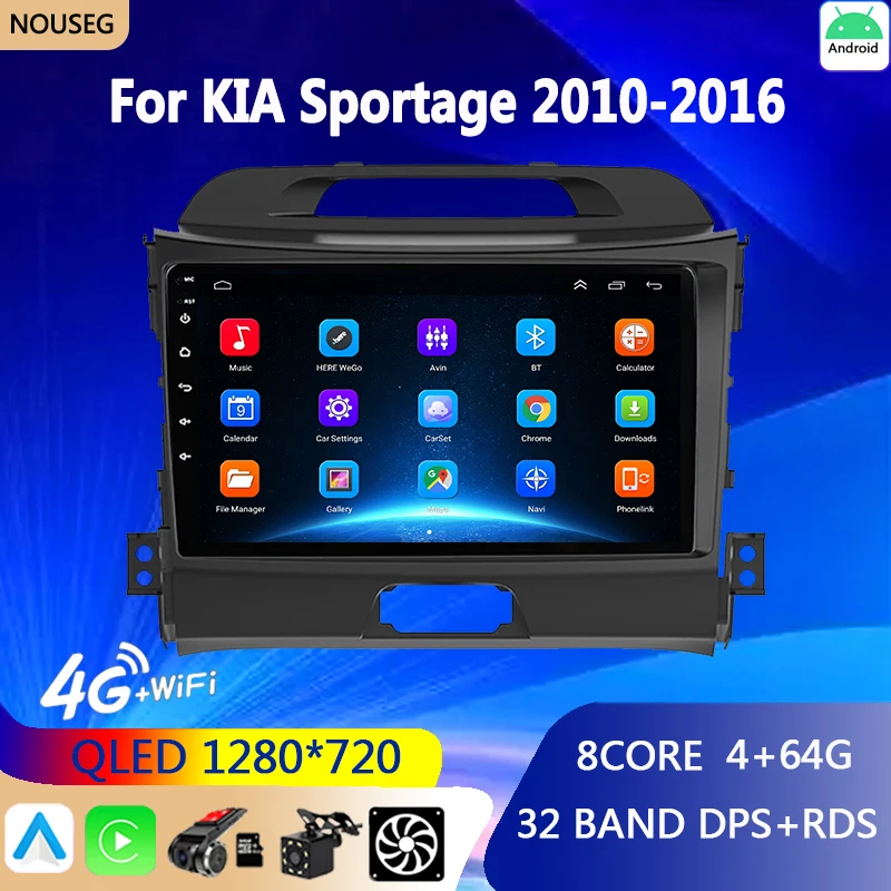 

Авторадио 2 Din Android радио Carplay для Kia Sportage 2010-2016 AI Voice 4G GPS Автомобильный мультимедийный видеоплеер стерео 2din