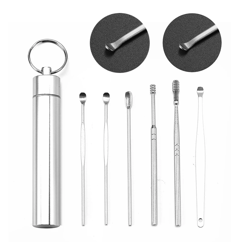 

6/7Pcs/set Ear Wax Pickers Stainless Steel Earpick Wax Remover piercing kit earwax Curette Spoon Care Ear Clean Toolear cleaner