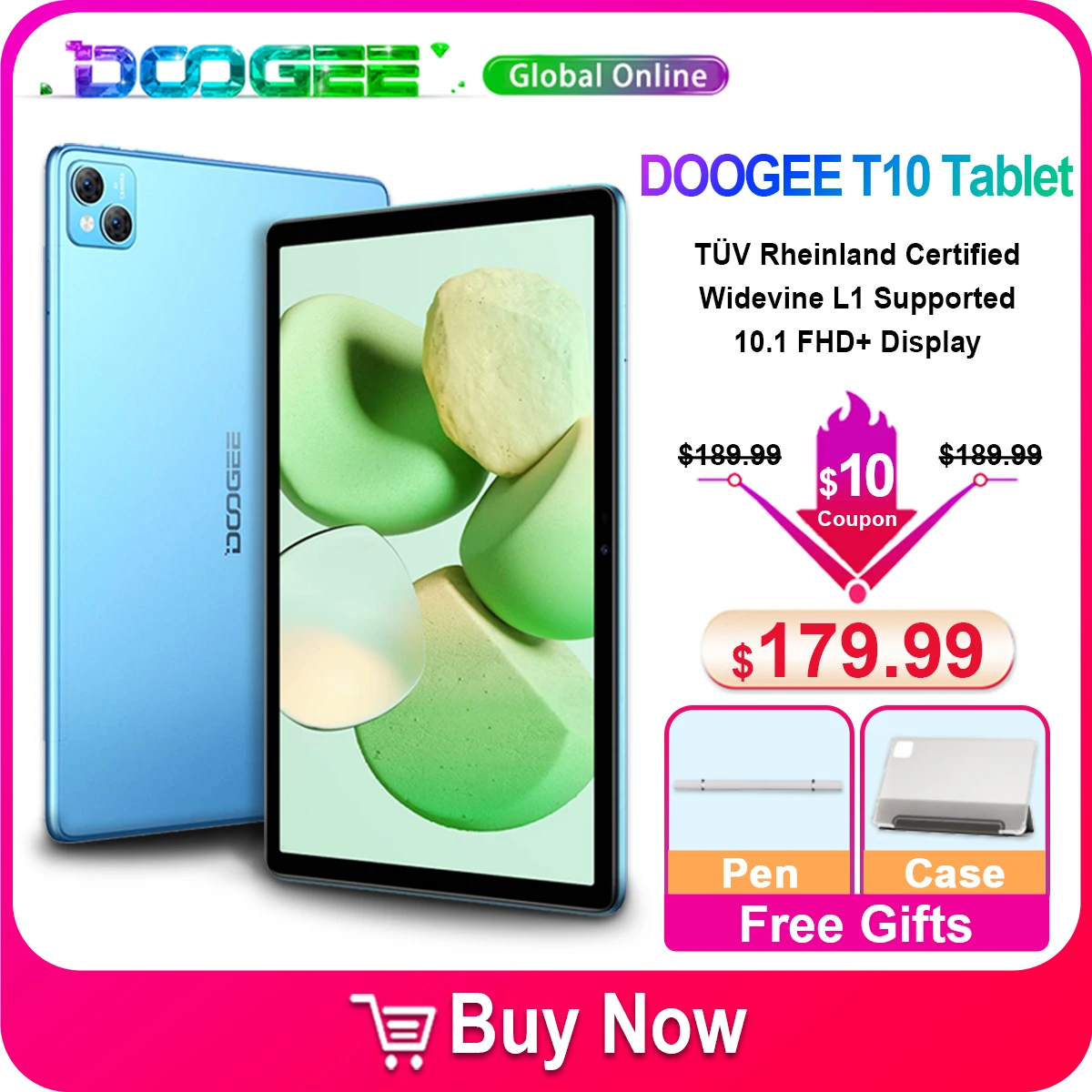DOOGEE T10 Tablet PC Android 12 Pad TÜV Rheinland Certified 10.1