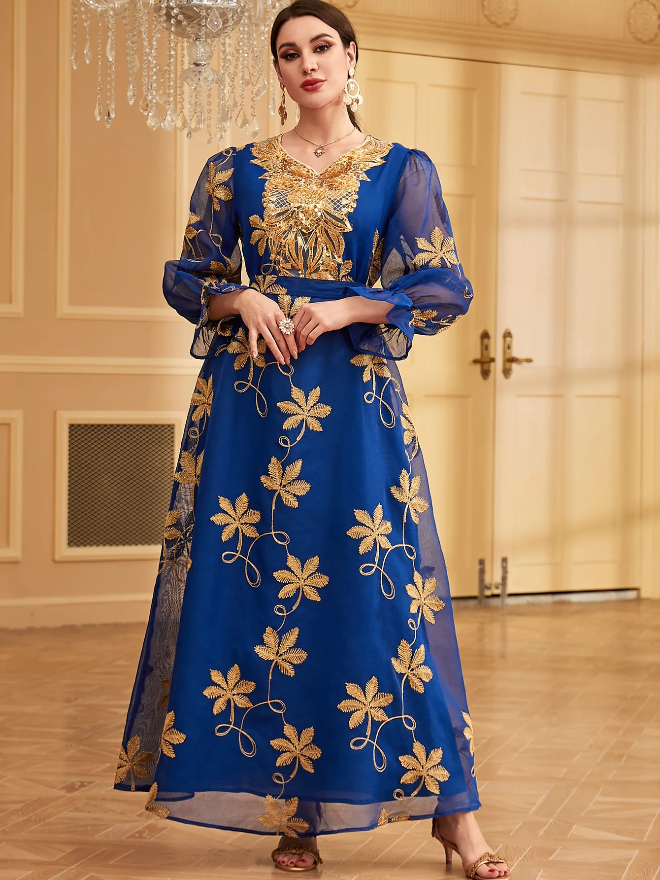 Модное мусульманское вечернее платье Jalabiay Dubai Abayas с вышивкой для женщин кафтан Ид