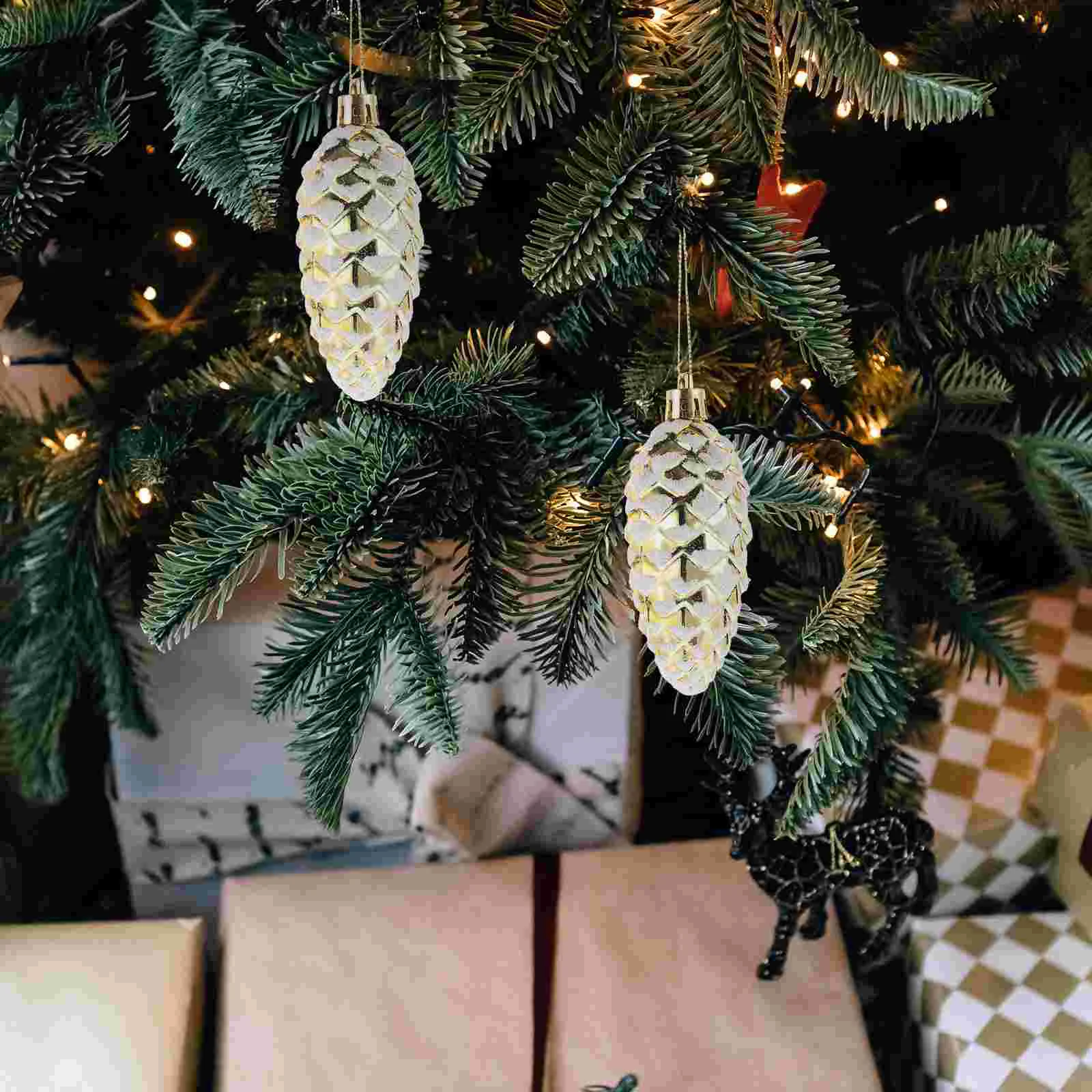 

10 Pcs Christmas Hanging Decoration Tree Pendant Pine Cones Ornaments Xmas Party Plastic Crafts