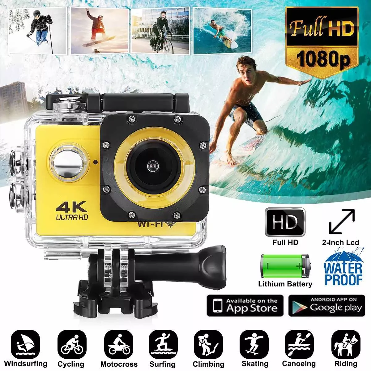 

New 4K HD1080p WiFi Action Camera Native Sport Camera with EIS Gyroscope Dual Anti Shake View Angle 30m Waterproof Camera