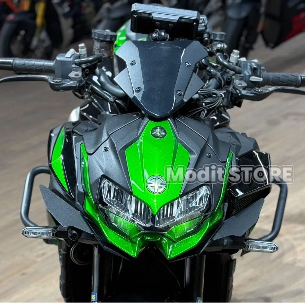 Комплект боковых аэродинамических элементов (винглетов) для мотоцикла Kawasaki ZH2 2020-2026: алюминиевые черные передние спойлеры, обтекатели, фиксированные нижние накладки (винг-кит) (art.: 3920da7ea0757) - 3920da7ea0757