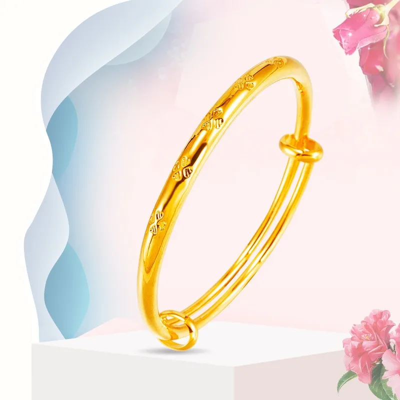 Золотой браслет с имитацией золота 999 пробы позолоченный из цельного 24 карата