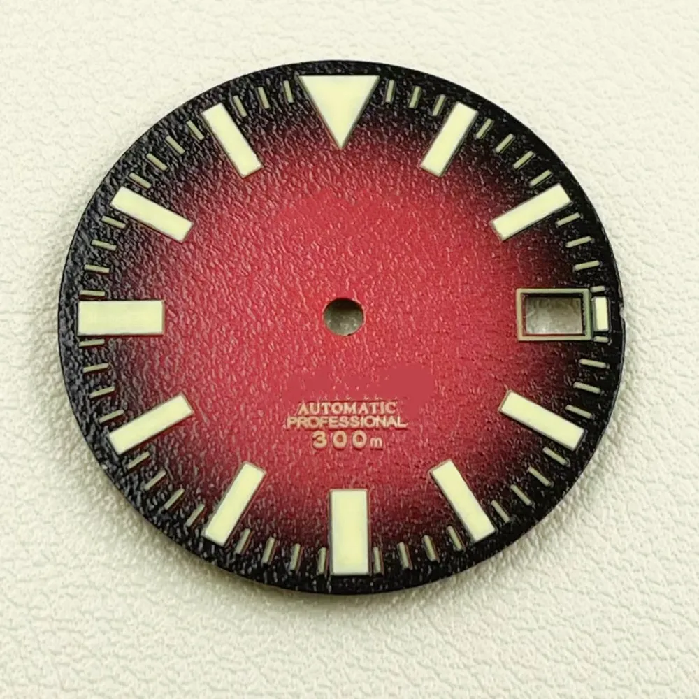 New nh35 literal retro mechanical surface strong green luminous suitable for NH36 movement 28 5mm matte sun pattern