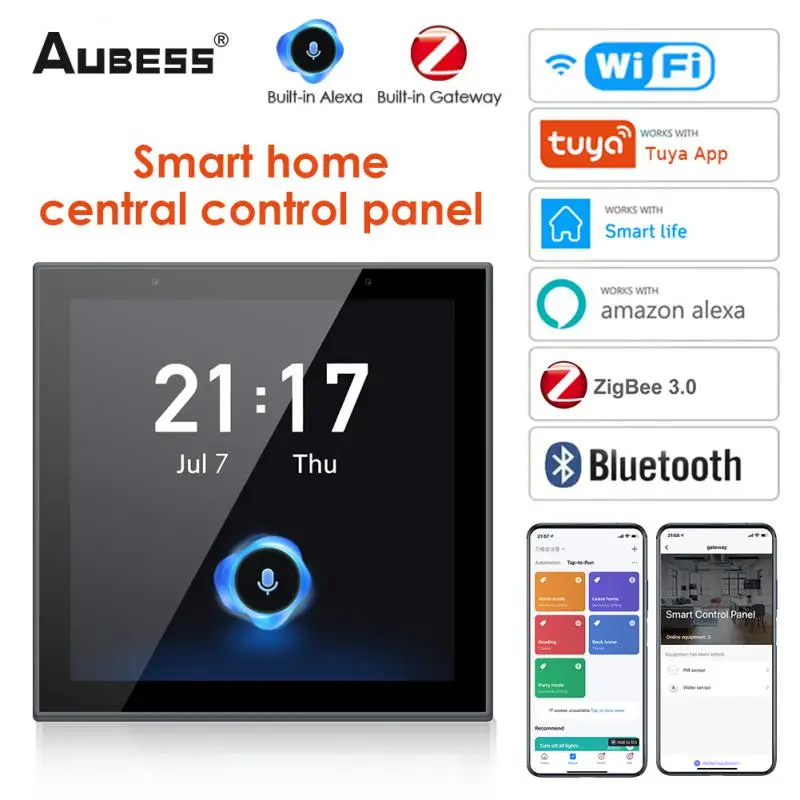 

Умная панель управления ZigBee Tuya со встроенным Alexa голосовым управлением, домашний Многофункциональный сенсорный экран, центральное управле...