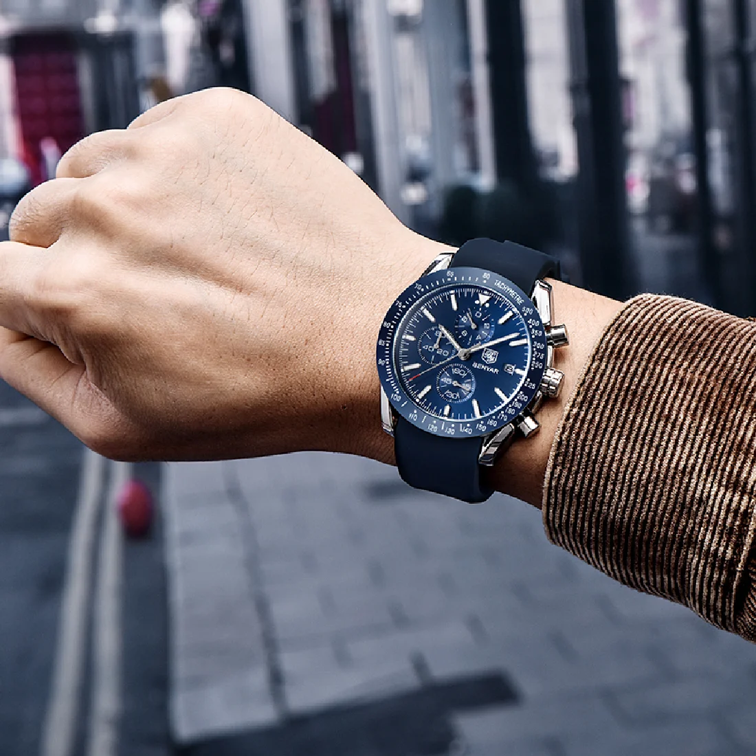 

Часы мужские Кварцевые водонепроницаемые из силикагеля, с хронографом