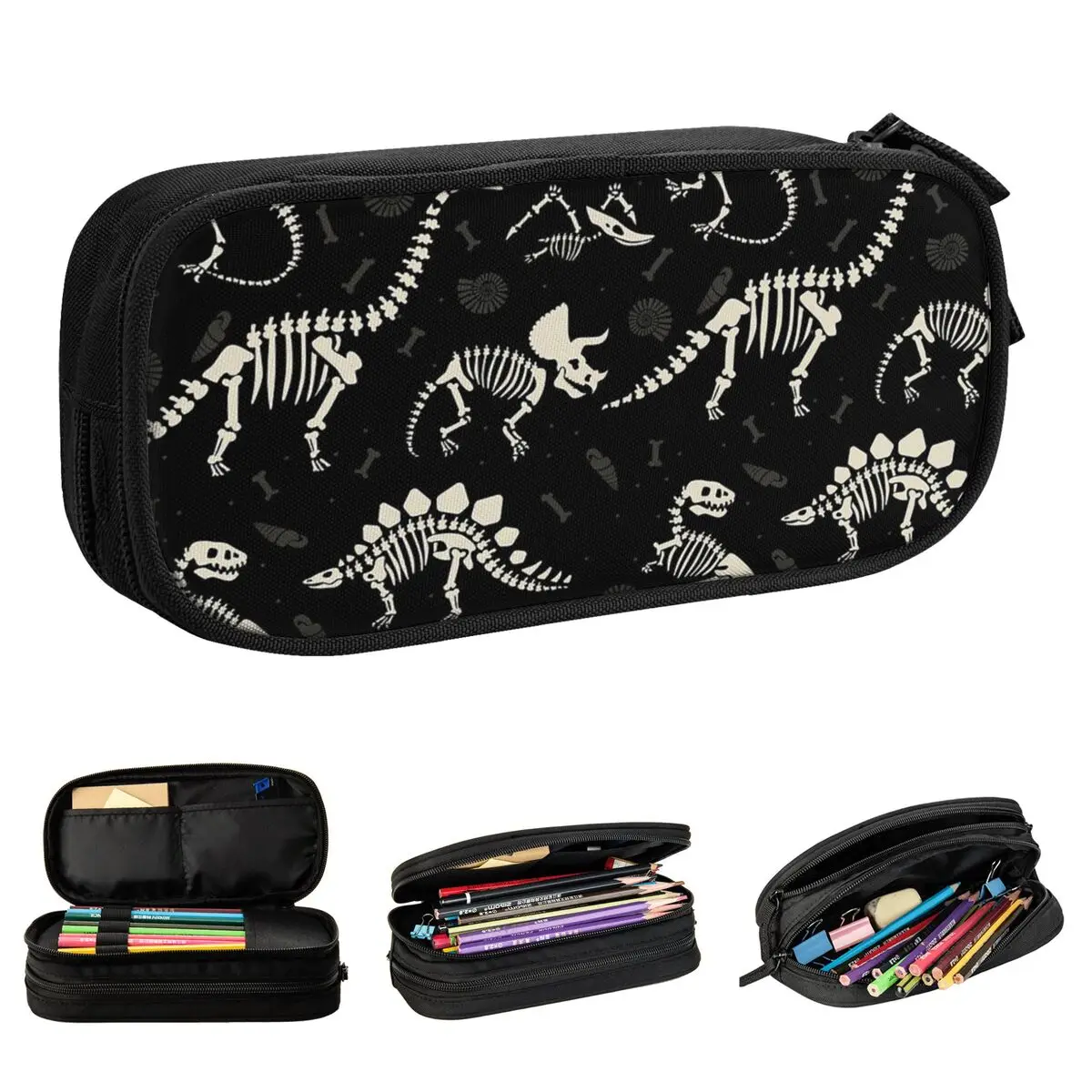 Dinosaur Fossils Pencil Cases New Halloween Pen Bag Girls Boys Large Storage Students School Gift Pencil Pouch