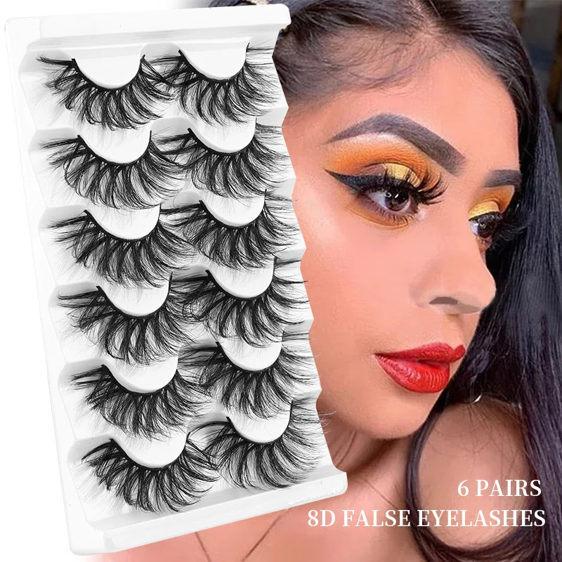 

8D Curly Thick High Imitation Mink Hair False Eyelash Three-dimensional Handmade Cotton Stalk Eyelash Makeup Tools Pack of 10