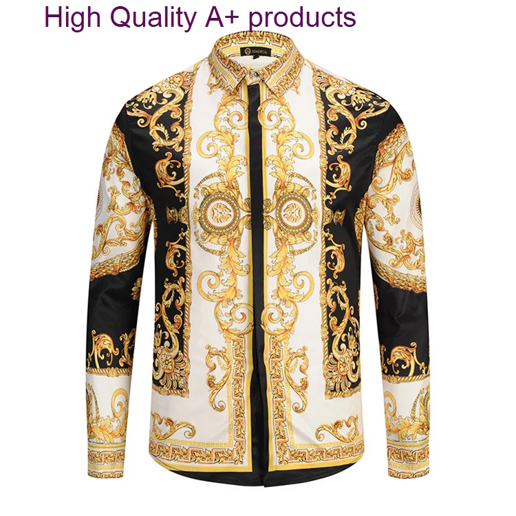 

Luxury Royal Shirt Men Casual Social Slim Fit Long Sleeve Paisley Print Camisa Masculina Manga Longa Prom Party