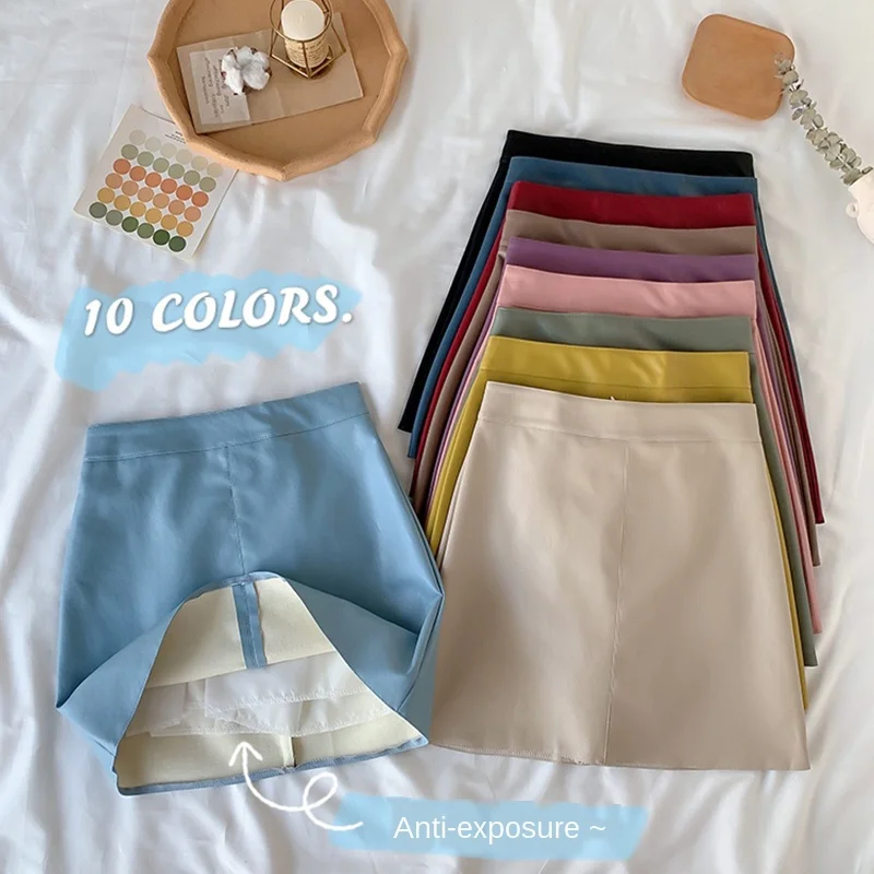 

Women's Leather Skirt A-line Female Skirts Small Leather Early Autumn New Korean Version of The High Waist Wild Package Hip