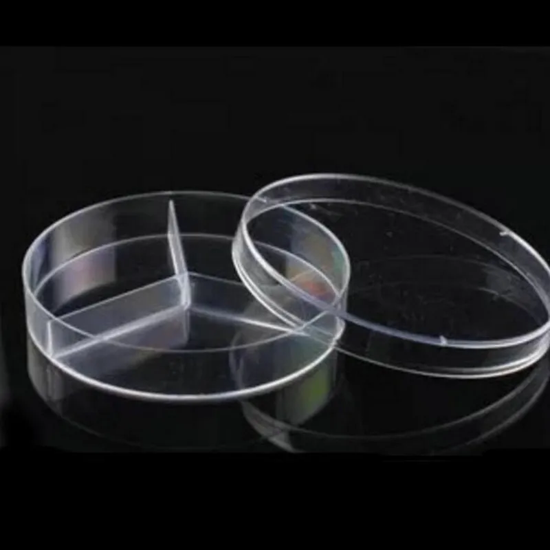 

10pcs/lot Plastic petri dish with cover 90mm separated in three vents