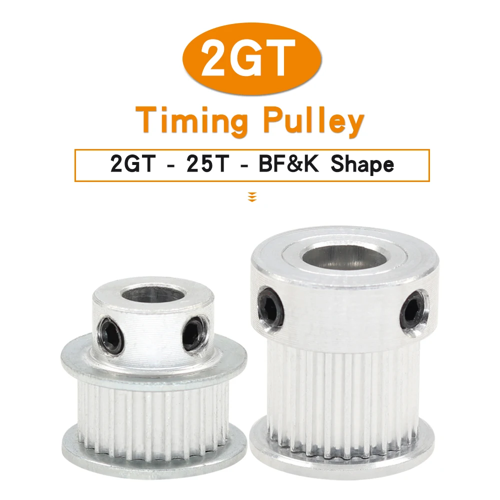 

2GT-25T Timing Belt Pulley Bore Size 4/5/6/6.35/7/8 mm Alloy Toothed Pulley Teeth Pitch 2 mm Belt Width 6/10 mm For 3D Printers