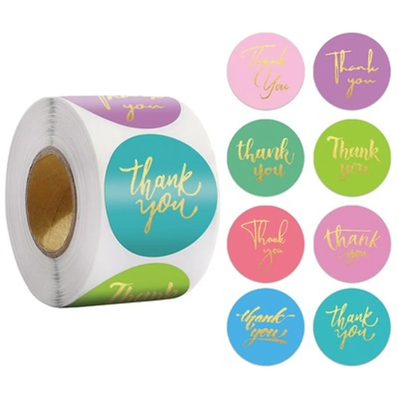 

500pcs/Roll 2.5cm Thank You Stickers Seal Labels Gift Packaging Stickers Wedding Birthday Party Gift Cards Stationery Sticker