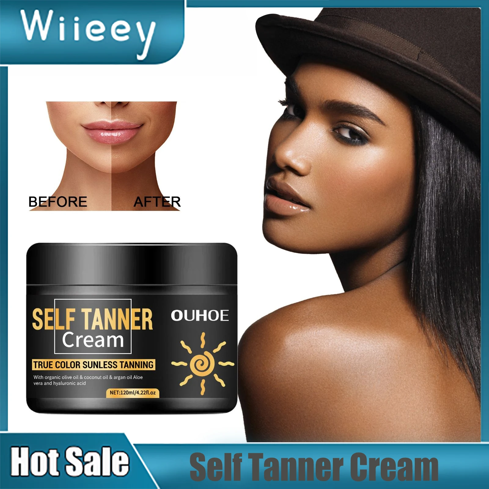 

Self Tanner Cream Accelerator Tanning Bronzer Moisturizing Nourishing Reducing Sunburn Rash Dryness Fast Brown Sunless Tan Cream