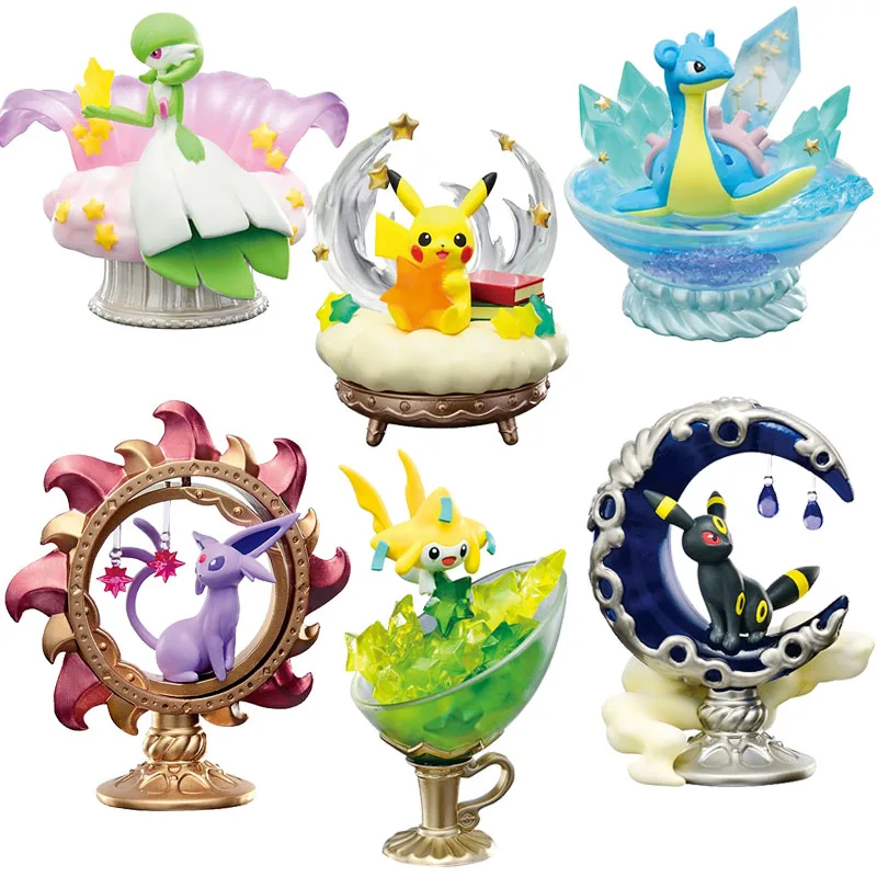 

In Stock Original RE-MENT Eevee Gardevoir Jirachi Lapras Pikachu Pocket Monsters Starry Night Anime Figure Model Toys Gifts