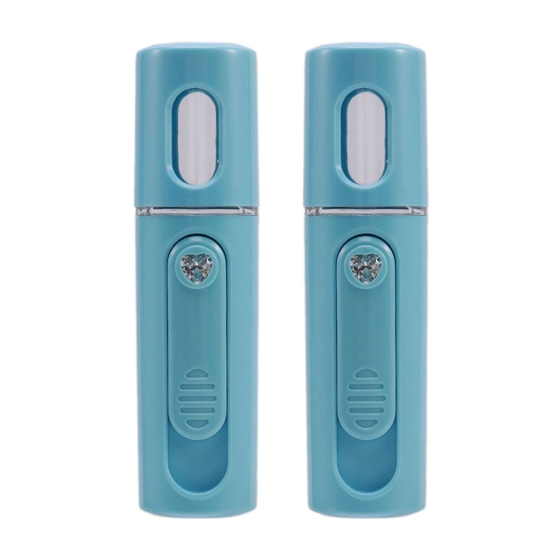 

2X Facial Steamer Nano Steamer Handy Mister Facial Mist Spray Moisture Face Sprayer Rechargeable (Blue)